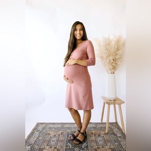 Lou Lou & Company Everyday Dress Maternity Postpartum Stretchy Knee Length XL